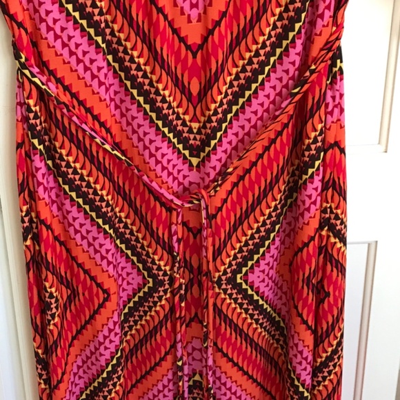 EN FOCUS Maxi Dress Pink Black Retro V Neck Kimono Sleeve Women’s Plus Size 14W - Picture 9 of 16